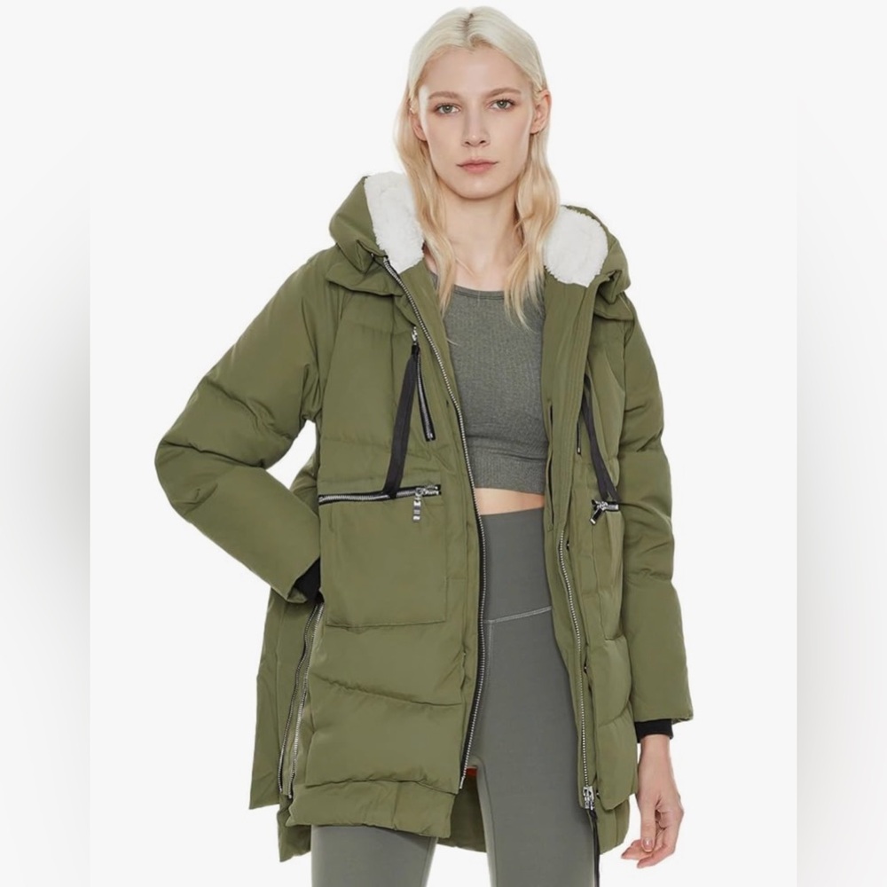 Orolay Thickened Down Jacket Women's 2XL Green Winter Coat Water Repellant NWT